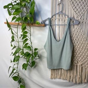 Miss Me Teal Light Blue Knott Tank Top Ribbed Soft Summer Time Staple Piece Boho